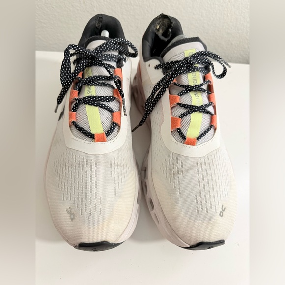 On cloudMonster  Womens White & Orange Athletic Sneaker - Picture 3 of 8